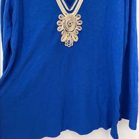 Lilly Pulitzer Royal Blue with Gold Accent Emerson TunicTop - Picture 4 of 16